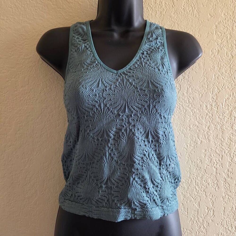 C&C California Textured Seamless Teal Sleeveless Top